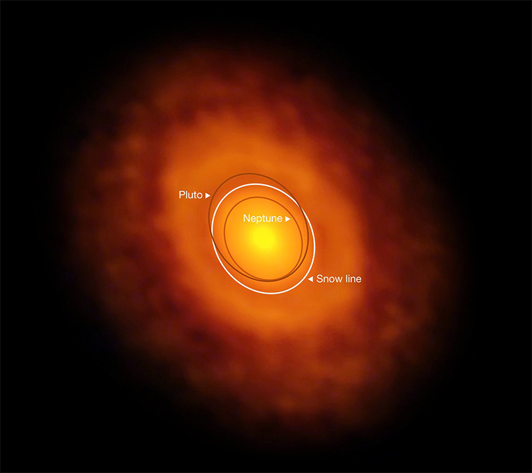 A direct image by ALMA of the young star V883 Orionis and its protoplanetary disk.