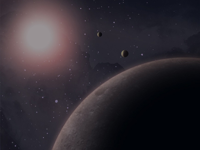 planets and a glowing star