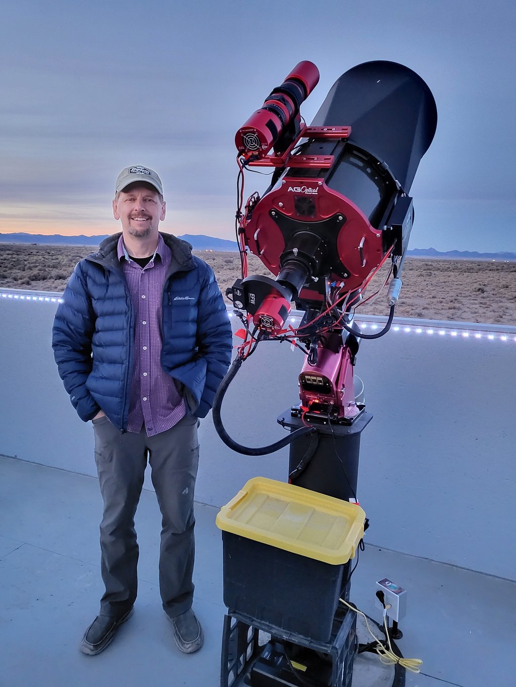 Citizen scientist Bryan E. Martin uses his personal telescope to observe exoplanet transits with NASA’s Universe of Learning Exoplanet Watch. There is no minimum size telescope necessary to participate, and those without a telescope can still analyze exoplanet transit data. Credit: Bryan E. Martin