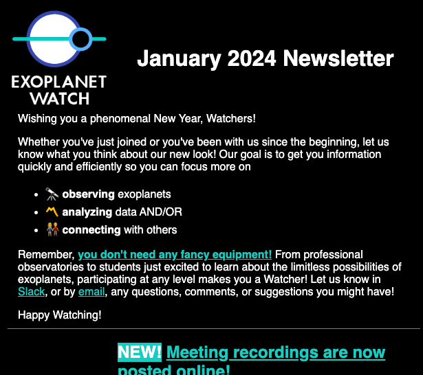 Sample Screenshot of Exoplanet_Watch_Newsletter_January_2024