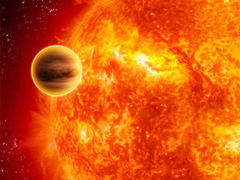 Illustration of a hot Jupiter crossing its star