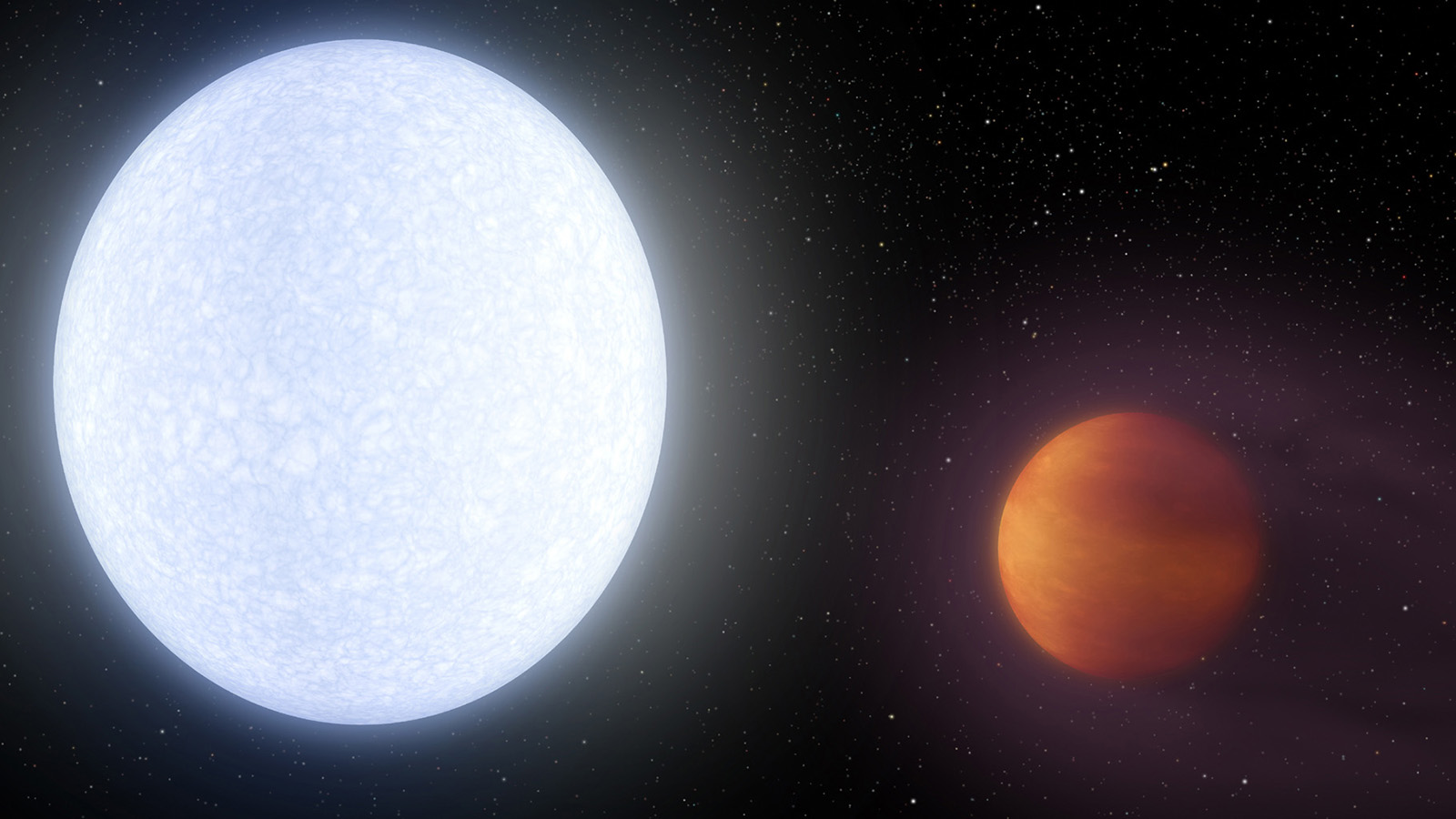 slide 1 - A hot Jupiter exoplanet is seen in an artist's illustration.