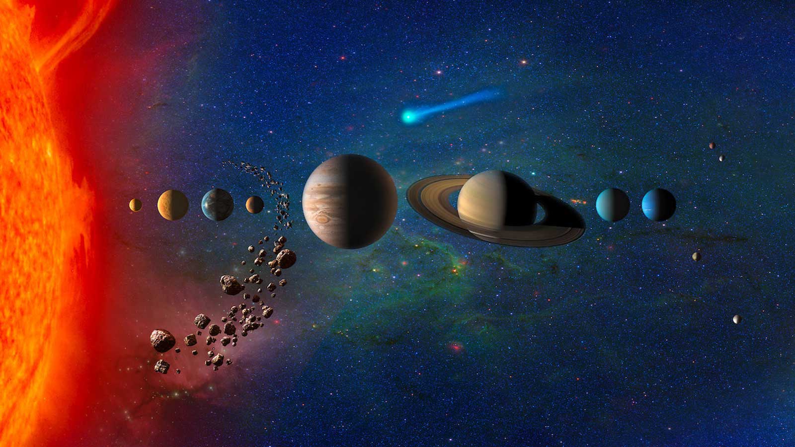 slide 1 - Artist's rendering of our solar system