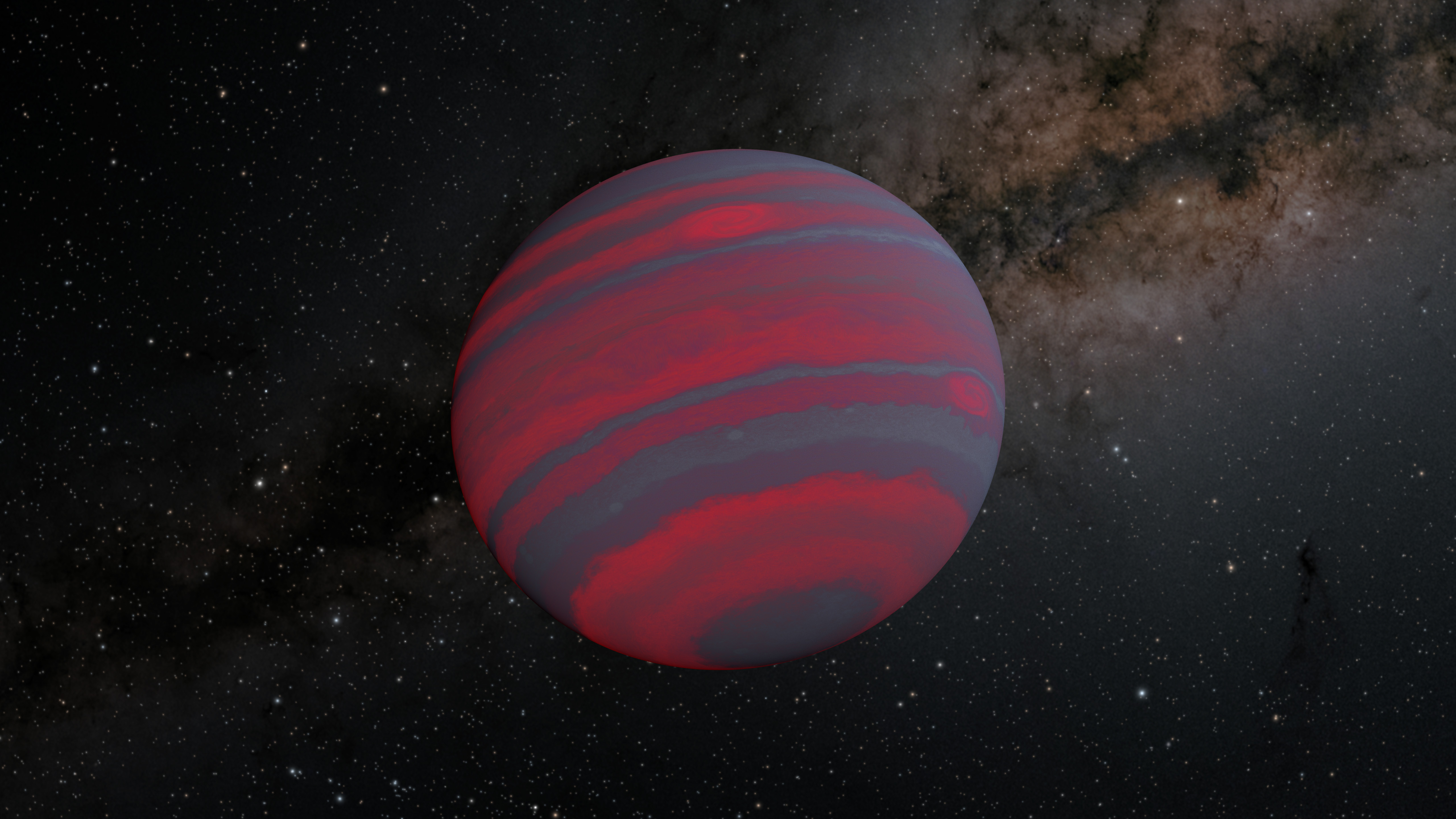 slide 1 - The faster a brown dwarf spins, the narrower the different-colored atmospheric bands on it likely become, as shown in this illustration.