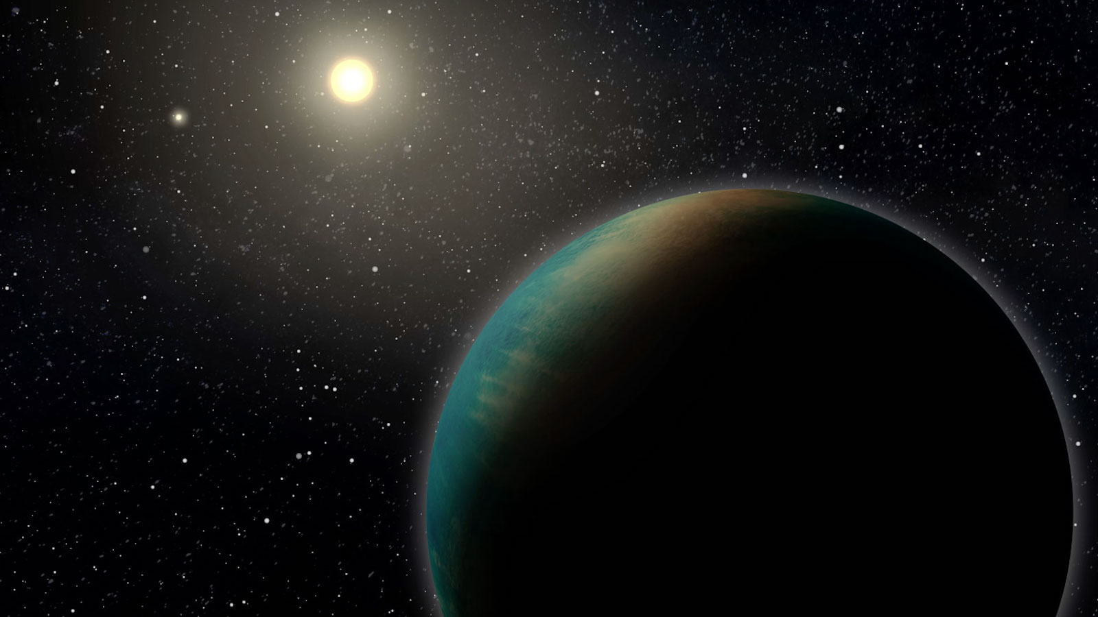 slide 5 - Artist's rendering of planet TOI-1452 b, as it might appear from space if it turns out to be an ocean world.