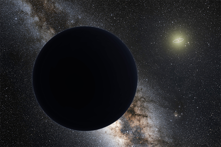 An artist’s illustration of a possible ninth planet in our solar system