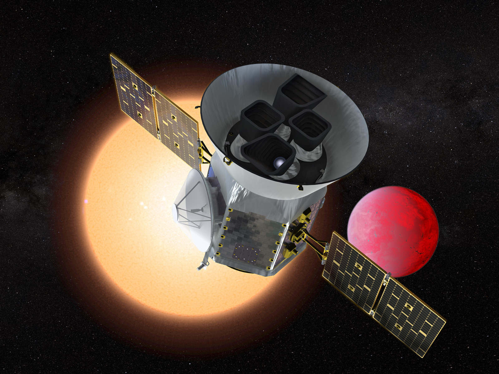 Illustration of the Transiting Exoplanet Survey Telescope (TESS).
