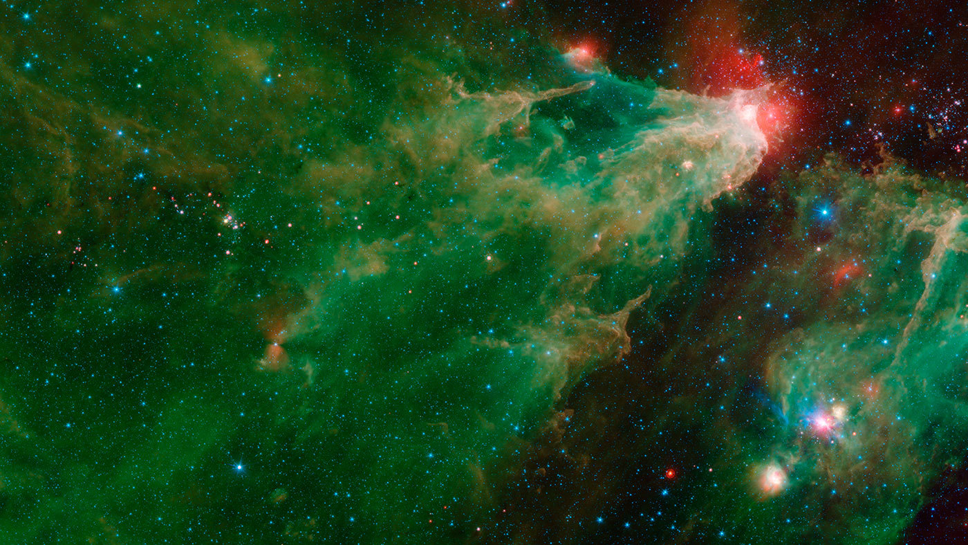A mosaic by NASA's Spitzer Space Telescope of the Cepheus C and Cepheus B regions