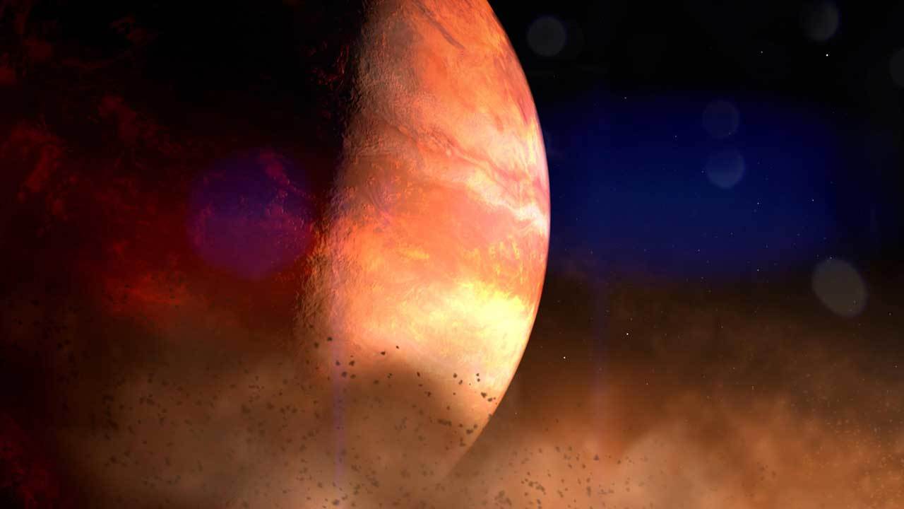 illustration of an orange exoplanet