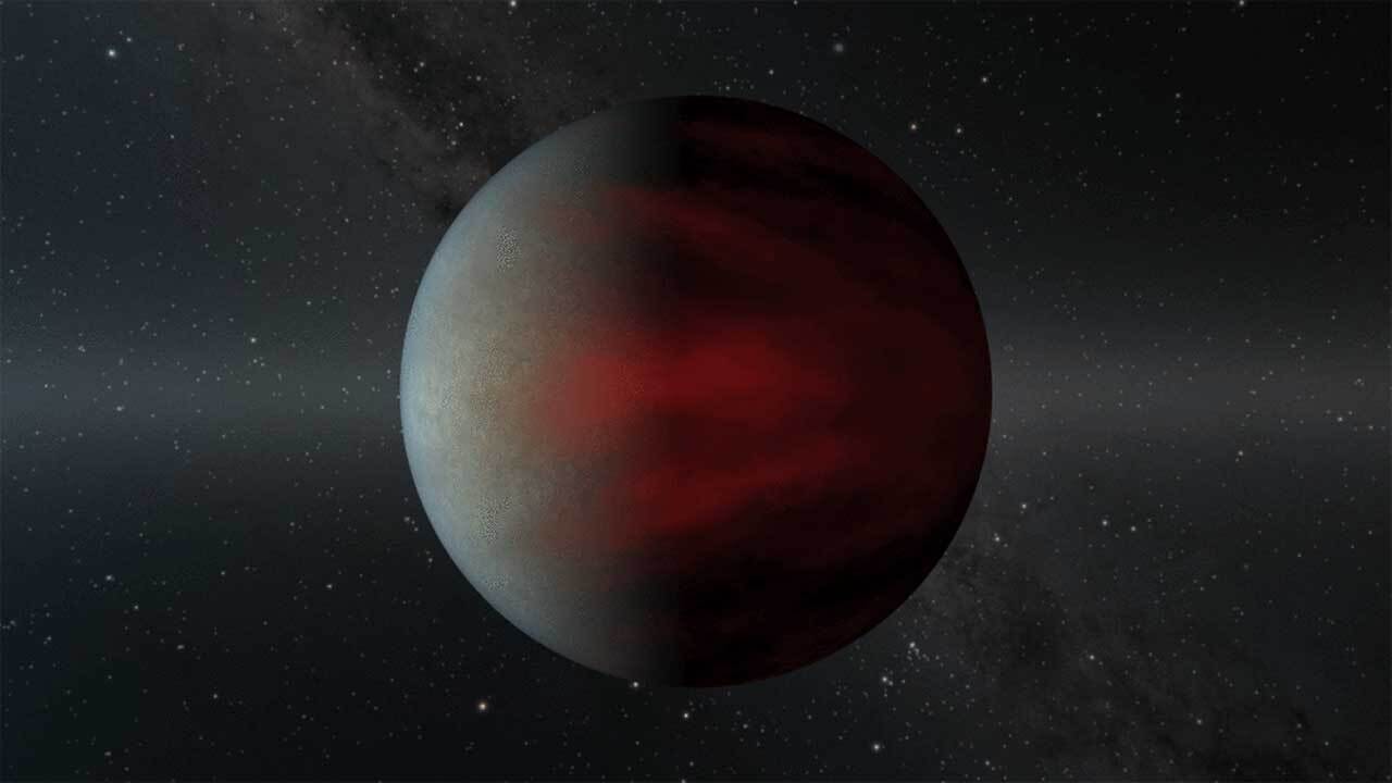 Artist's concept of animation shows a type of gas giant planet known as a hot Jupiter