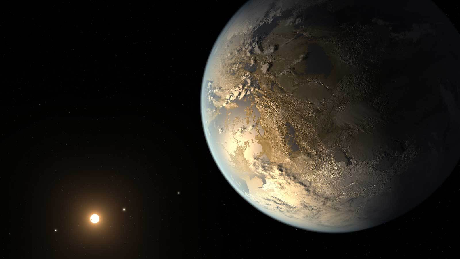 A terrestrial exoplanet is seen in an illustration