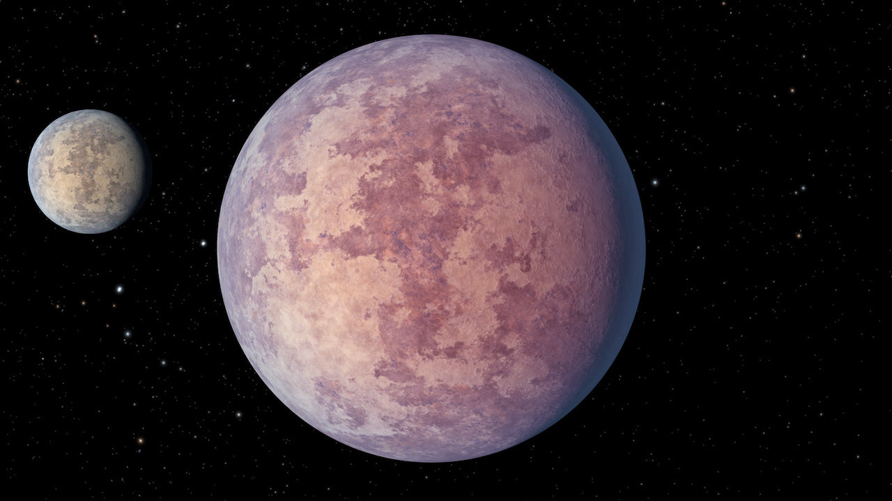 Illustration of two rocky "super-Earths"